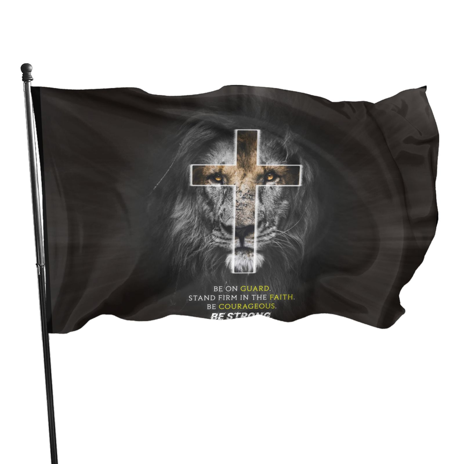 VIVACITE Christian Flag 3x5 Garden Decor Outdoor Patio Decor Front Porch Decorations Outdoor Art Prayer Flags Outdoor Yard Decor Religious Faith Christian Gifts with Bible Verse 1 CORINTHIANS 16:13
