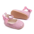 thumbnail image 4 of Aojekbee Baby Girls Mary Jane Flats Soft Velvet Bowknot Princess Dress Shoes Non-Slip Crib Shoes for Infants, 4 of 8