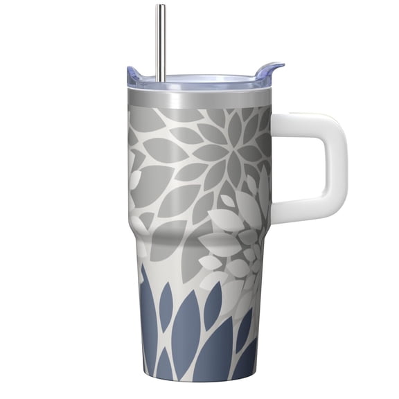 20oz Coffee Mug with Lid & Straw - Stainless Steel Double Wall Vacuum Insulated Boho Travel Tumbler, Leakproof Thermal Cup