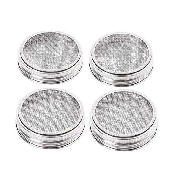 YIEMEEN 4Pcs/Set Plant Sprouting Lids 304 Stainless Steel Filter Mesh Cover Screen Strainer for Wide Mouth Mason Germinator Jars