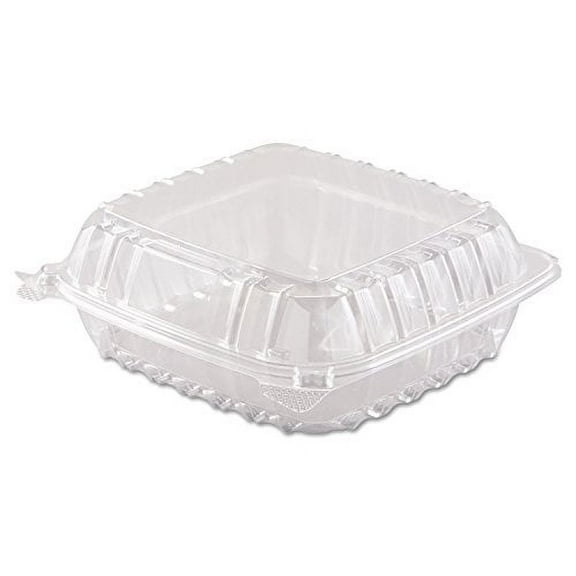 DART C90PST1 ClearSeal Hinged-Lid Plastic Containers 8 3/10 x 8 3/10 x 3 Clear 250/Carton