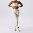 thumbnail image 4 of Conjunto de yoga para gimnasio de color sólido, conjunto de yoga para mujer, conjunto de 2 piezas, chándal de entrenamiento, traje de fitness, leggings de cintura, 4 of 5