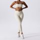 thumbnail image 4 of Conjunto de yoga para gimnasio de color sólido, conjunto de yoga para mujer, conjunto de 2 piezas, chándal de entrenamiento, traje de fitness, leggings de cintura, 4 of 5