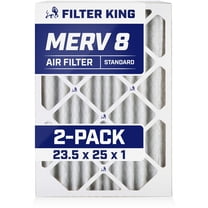 Filter King 23.5x25x1 Air Filter | 2-PACK | MERV 8 HVAC Pleated A/C Furnace Filters | MADE IN USA | Actual Size: 23.5 x 25 x .75"
