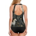 thumbnail image 2 of Women's Printed Tankini Top - High Elasticity Slim-Fit Swimsuit with Removable Straps & Cups, Perfect for Beach & Pool Parties，Horses, 2 of 7