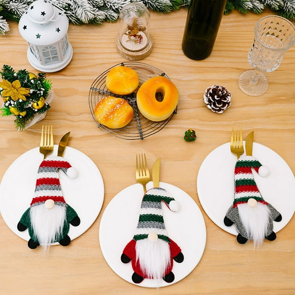 ELAYARD Tableware Utensil Holder Pouch Cutlery Fork Covers Cloth 3Pcs Red