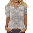 thumbnail image 2 of kytmyeq Women's Fashion Short Sleeve Print Button Collar Chest Pocket T-Shirt Bottoming Top, 2 of 5