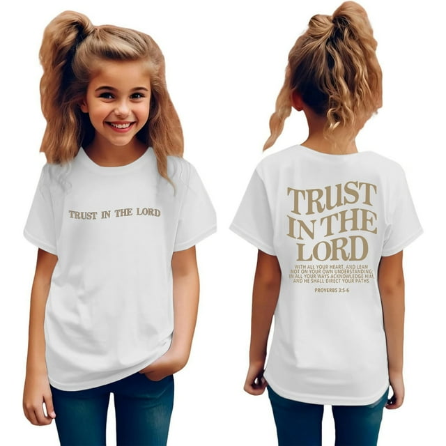 TZEWGL T-Shirts pour Fille Imprimé Graphique Col Rond Manches Courtes Vêtements d'Été Mignons et Tendance pour Bébé Taille 5-6T
