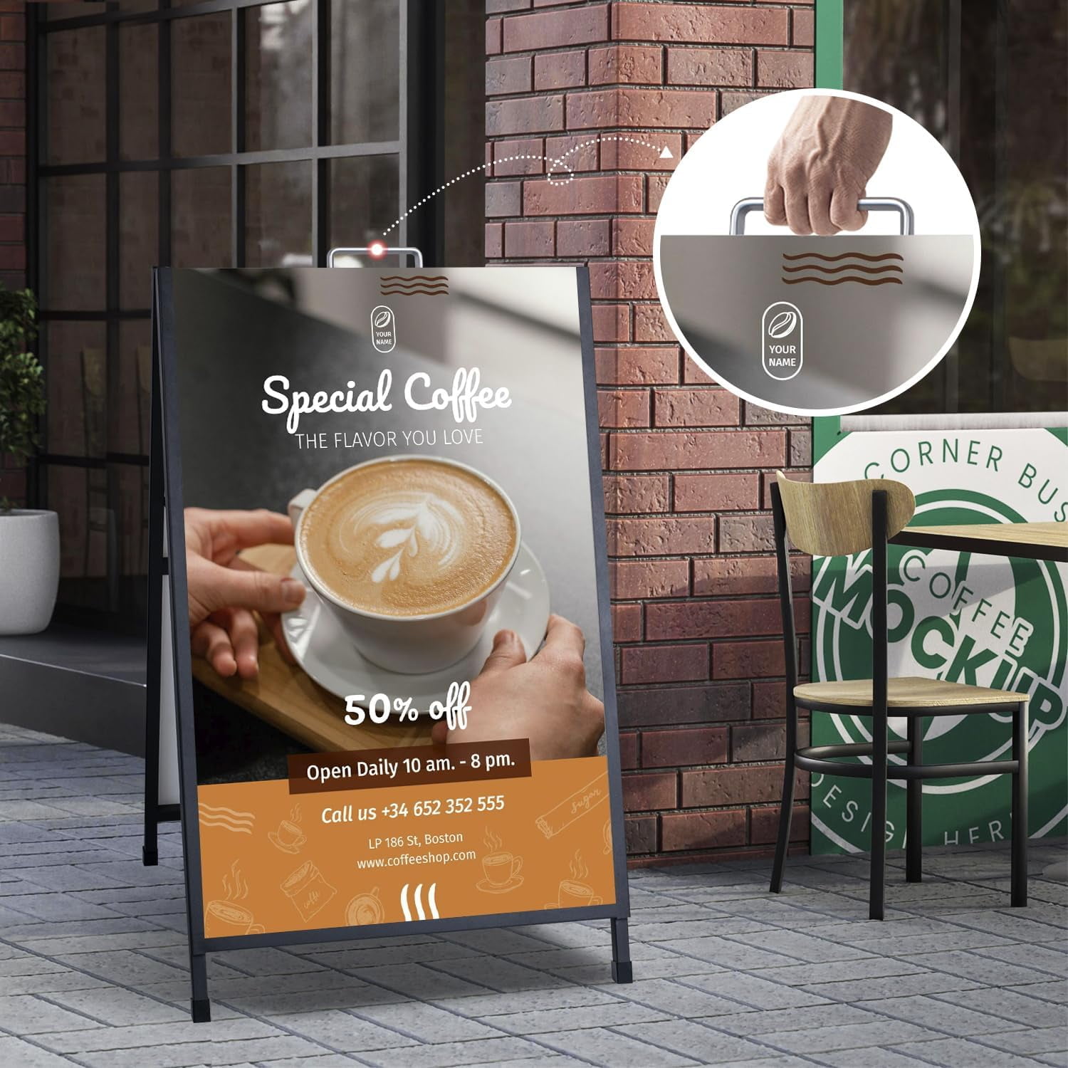 24 x 36 Inch A Frame Sign Sidewalk Signboard Double-Sided Portable Sandwich Board for Outdoor Street Advertising Poster