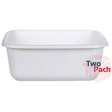 - 11.4 QT White Plastic Rectangular Dish Pan, 14.45