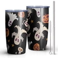 thumbnail image 2 of 20oz Tumblers Halloween Ghosts Pumpkins and Stars Stainless Steel Vacuum Insulated Double Wall Travel Tumbler Cups Mug with Lid and Straw,Cleaning Brush for Cold & Hot Drinks, 2 of 7