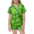 thumbnail image 2 of Pajama Set for Girls 2PC St. Patrick's Day Lapel Button up Kids Loungewear Boys Sleepwear 2 Piece Outfits Z17-Green 4-5 Years, 2 of 4