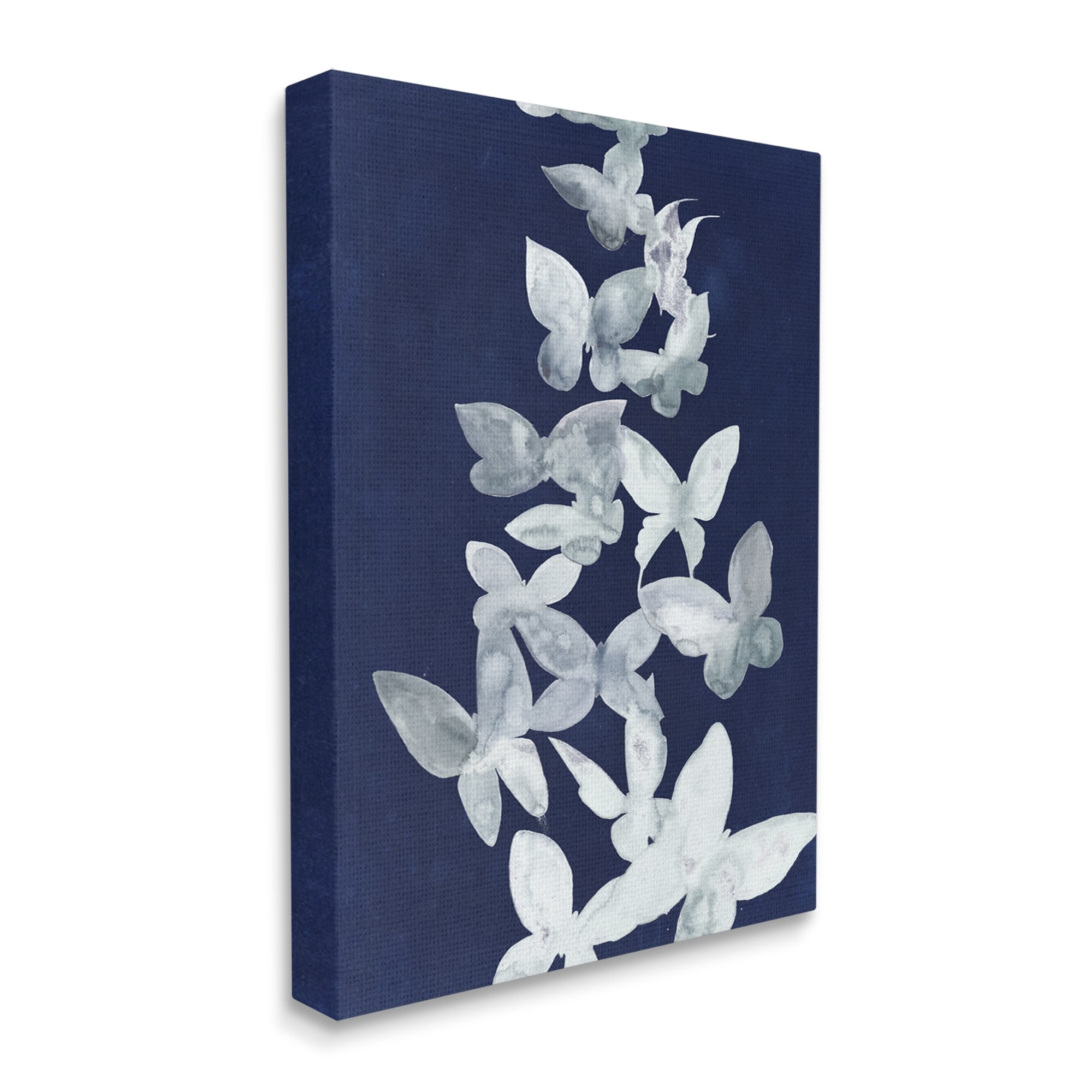 Stupell Industries Blue Butterflies Abstraction Animals & Insects Painting Gallery Wrapped Canvas Print Wall Art