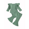 thumbnail image 2 of Qiylii Newborn Baby Clothes Set, Rufffle Long Sleeve Top Romper Flare Pants, 2 of 6