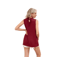 thumbnail image 4 of Camiseta Sin Mangas con Cuello con Volantes para Mujer, Color Rojo Vino, Talla XL, 4 of 10