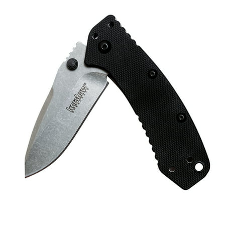 Kershaw Cryo G-10 Pocket Knife (1555G10) 2.75” Stonewashed Stainless Steel Blade; G-10/Stainless Steel Handle, SpeedSafe Assisted Open, 4-Position Deep-Carry Pocketclip, Frame Lock, Lock Bar; 3.7