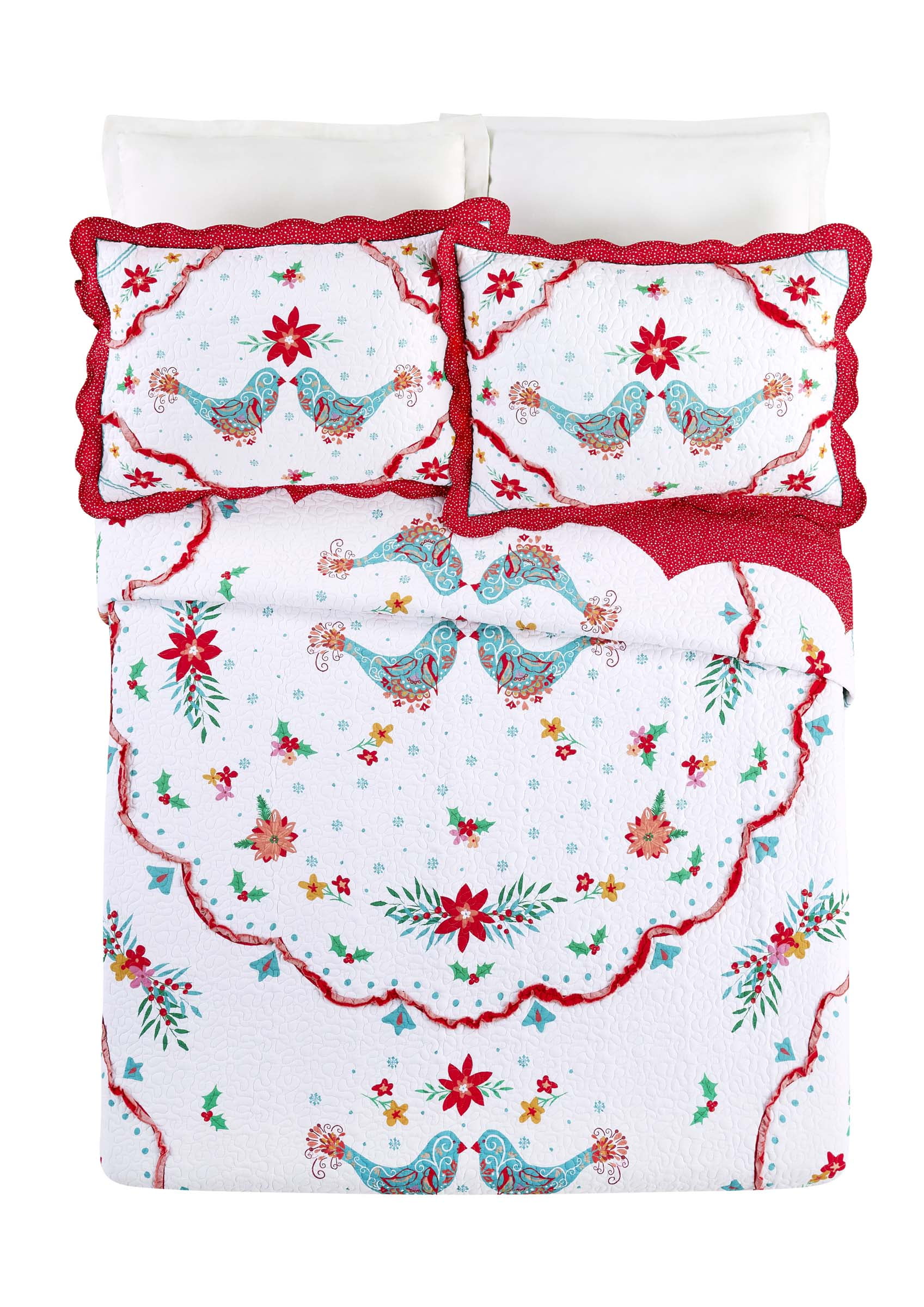 The Pioneer Woman Holiday Multi Cotton Maizie Bird 3-Piece Quilt Set, Full/Queen