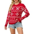 thumbnail image 1 of Fgnfyis Chandails de Noël pour Femmes Chandail d'Hiver Haut Décontracté Design Flocon de Neige Doux Chaud Vacances Rouge P, 1 of 9