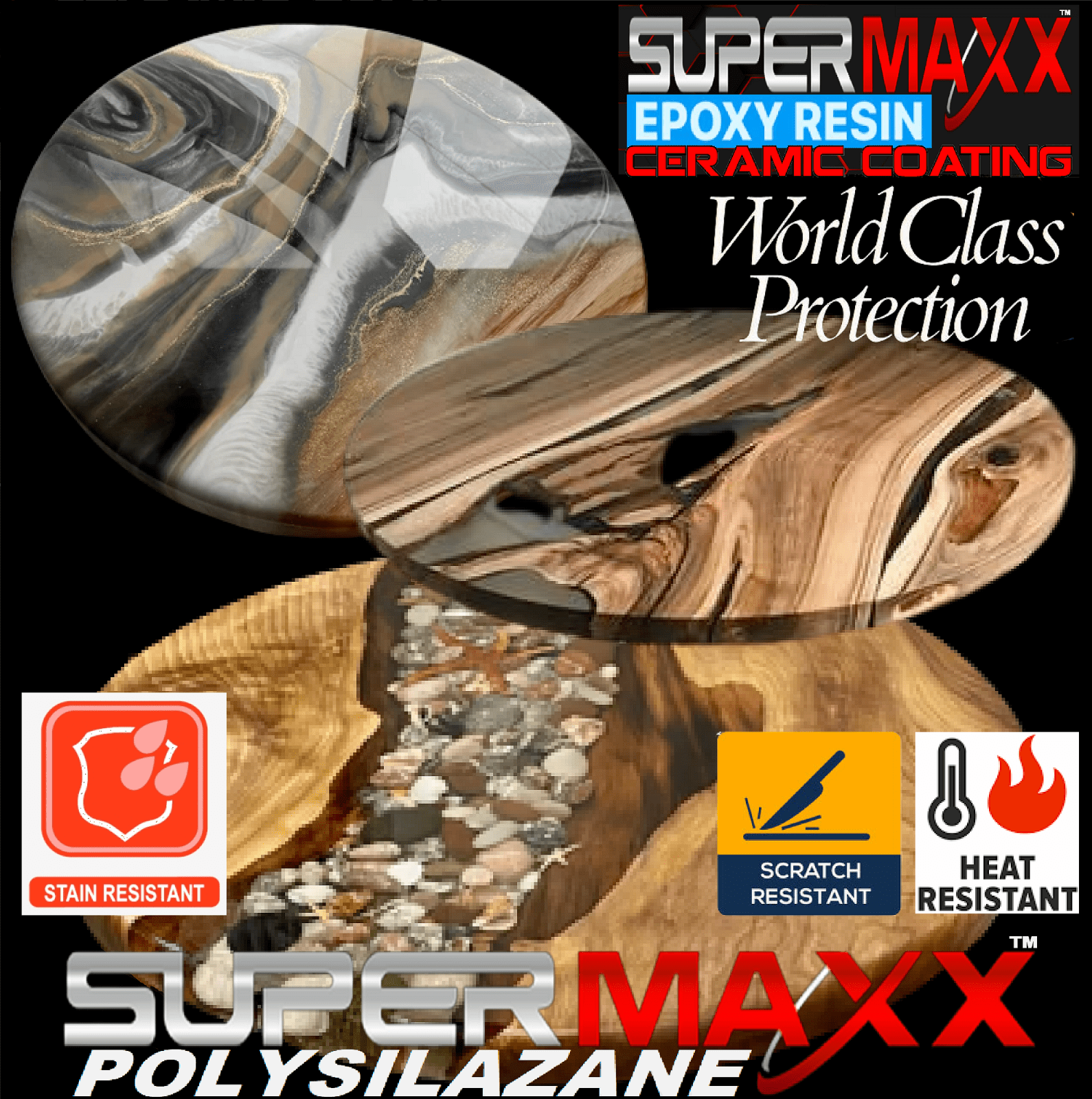 CRYSTAL CLEAR ART EPOXY RESIN TABLE & BAR TOP CERAMIC COATING SCRATCH RESISTANT