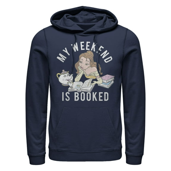 Mens Disney Beauty And The Beast Belle My Weekend Is Booked Hoodie Color: Navy Size: XXL
