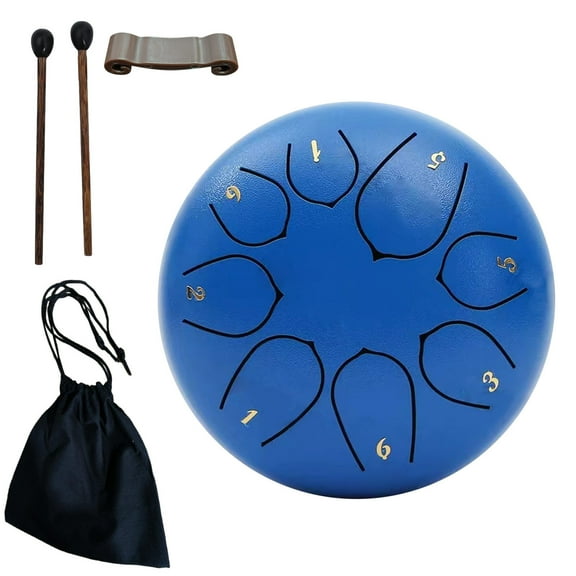 Twfbrm Rain Drum for Outside, 6 inch 8 Notes Steel Tongue Drum with Music Book, Sound Healing Instruments Waterproof Chakra Drum Musical Education Rain Chime Relaxation Gifts for Adults and Kids