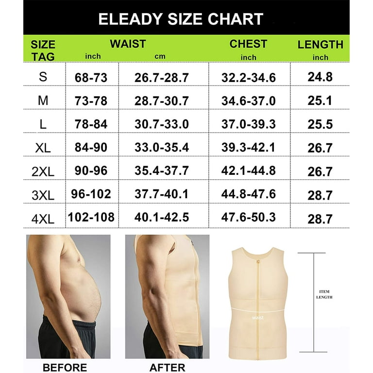 Gotoly Mens Compression Shirt Slimming Body Shaper Vest Waist Trainer  Workout Tank Tops Back Support Undershirts(Beige Large) 