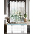 thumbnail image 6 of No Hook Cloth Fabric Shower Curtain with Snap in Liner, Daisies Flowers Waterproof Shower Curtains Set with See Through Top Window, Vintage Watercolor Bottle Floral Bath Curtains Shower 54"x78", 6 of 6