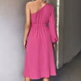 thumbnail image 5 of Vestido De Ajuste Casual, Vestido De Color Puro Linterna Mangas Largas Cintura Alta Un Hombro Para Fiestas ANGGREK  Otros, 5 of 5