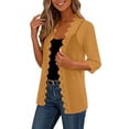 thumbnail image 5 of Turilly Womens Casual Lace Trim Chiffon Open Front Cardigans 3/4 Sleeve Lightweight Layering Shrug, 5 of 6