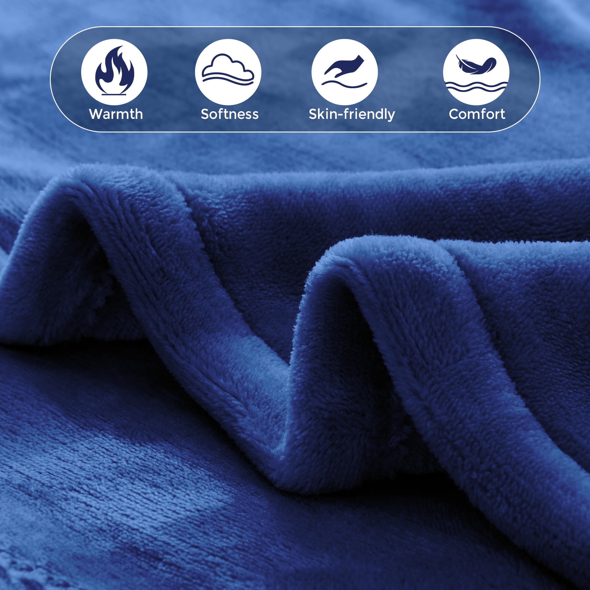 Puredown Electric Heated Blanket King Size with Dual Control, Heated Blanket with 10 Heating Levels, 1-12 Hours Auto Shut Off, Machine Washable, Fast Heating Warming Throws (100x90 Inches, Navy)