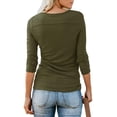 thumbnail image 3 of T-shirt Henley à Manches Courtes/longues pour Femmes, Décontracté, Basique, 3 of 3