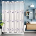 thumbnail image 6 of No Hook Purple Flowers Shower Curtain with Snap in Liner Set, Spring Floral Bows Lines Vintage Beige Waterproof Fabric Bathroom Curtains with See Through Top Window, Hotel Style Modern 60 x 72 Inch, 6 of 9