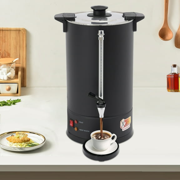 Commercial Electric Coffee Pot, 15L Hot Water Dispenser, Stainless Steel Coffee Urn Black