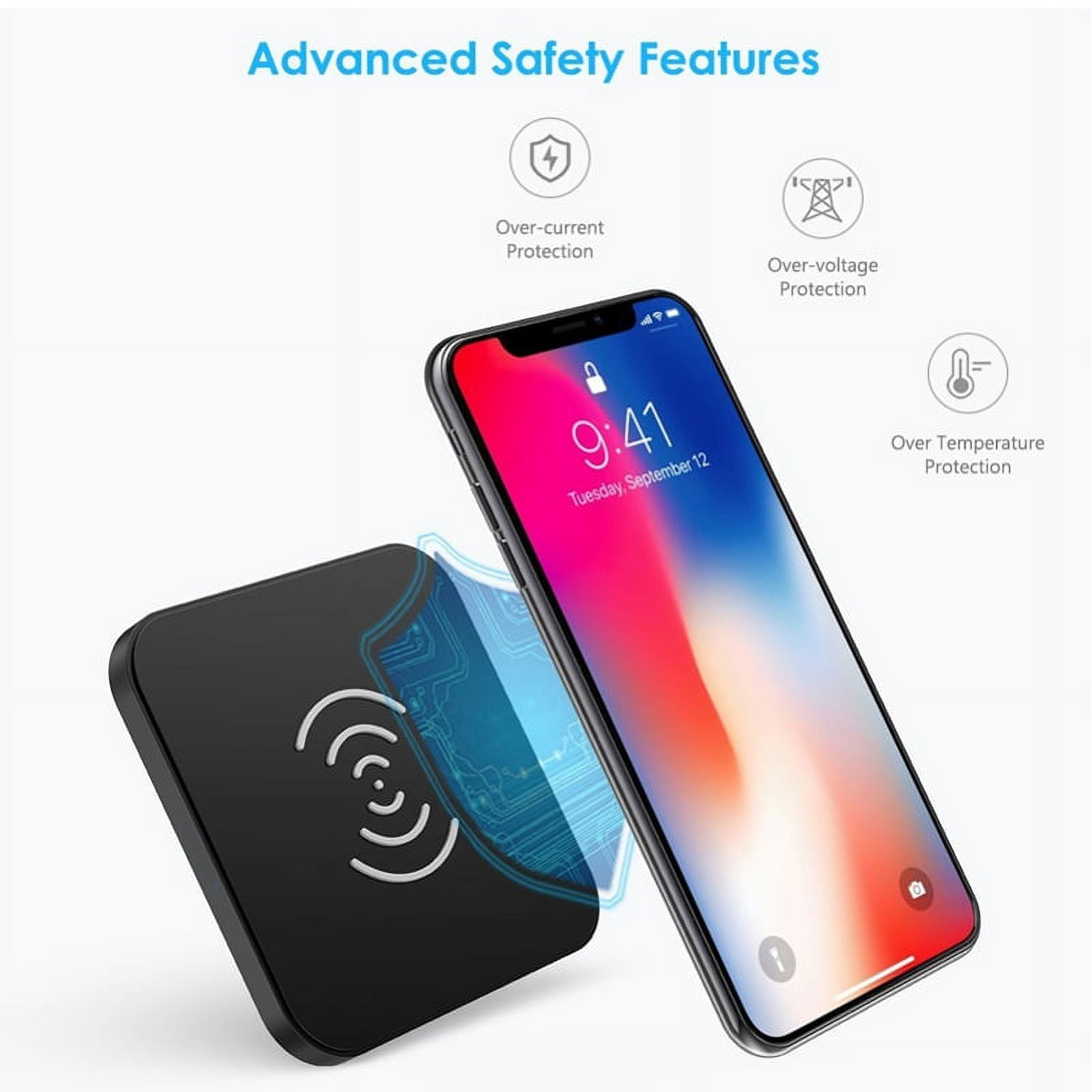Fast Wireless Charger for iPhone 11/Pro/Max - 7.5W and 10W Charging Pad Slim B5G