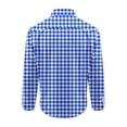 thumbnail image 4 of TOUMENY Men's Casual Button Down Shirts Long Sleeve Plaid Slim Fit Collared Summer Fall Party Tops Lightweight Trendy Print Shirt Dark Blue L, 4 of 5