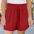thumbnail image 2 of CYRBOKO Girls Athletic Shorts, Elastic Waist Sports Drawstring Summer Short Bottoms Red Size 5-6 T, 2 of 8