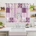 thumbnail image 2 of Boho Purple Flowers Kitchen Curtains Window Panels, Spring Floral Botanical Patchwork Vintage Insulated Window Treatment Curtain, Grommet Curtains for Bedroom/Living Room/Bathroom, 2 Piece 52"Wx72"L, 2 of 8
