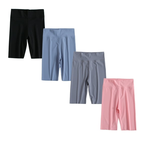 HuaAngel Girls Bike Shorts 4 Pack Soft Quick Dry Nylon Athletic Shorts for School, Sports Sizes 5-16