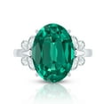 thumbnail image 4 of Rosec Jewels Oval Cut Created Emerald Solitaire Ring with Diamond for Women (10X14 mm), 14K White Gold, US 5.00, 4 of 9
