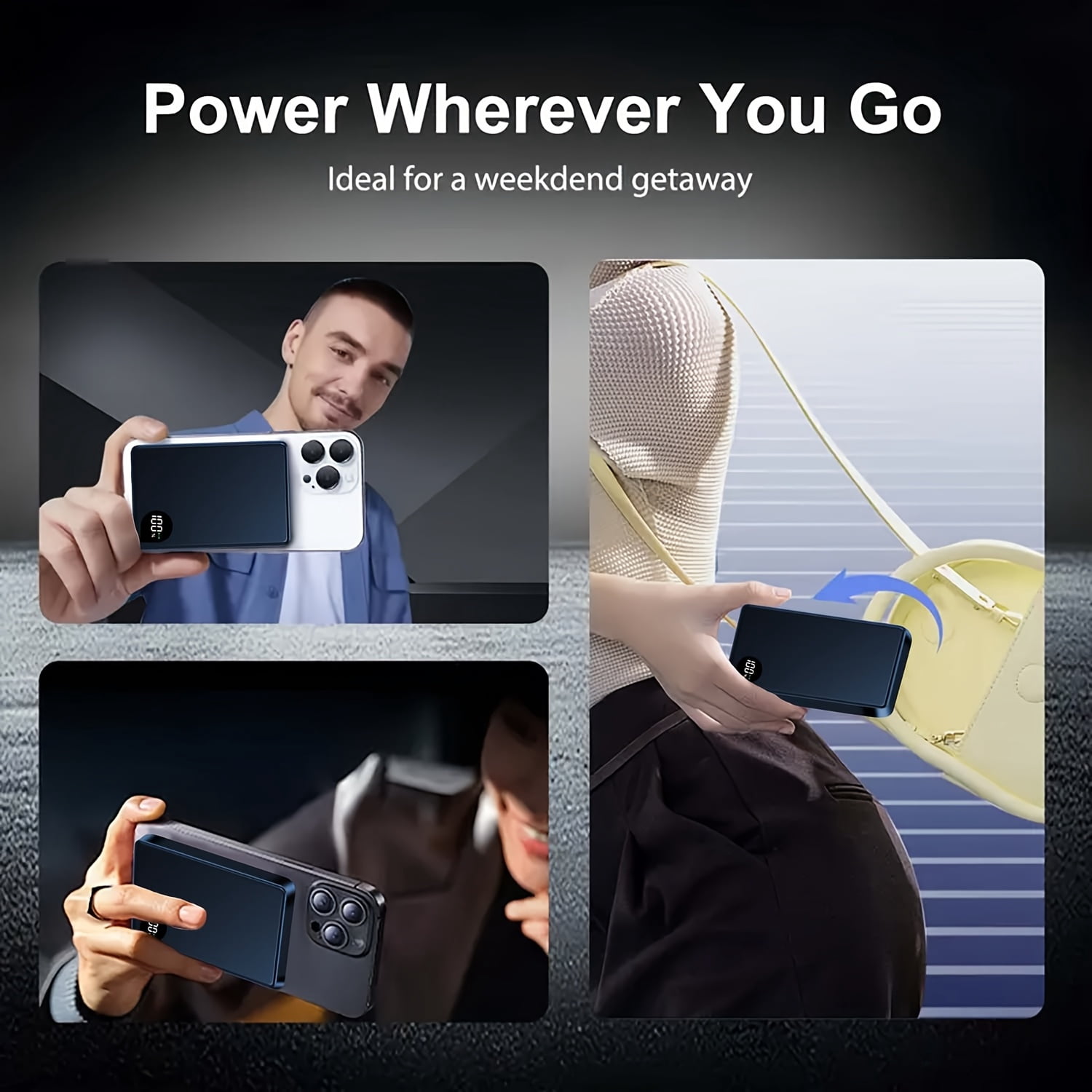 Magnetic Wireless Power Bank 15W Fast Charging for iPhone 16/15/14/13, Ultra-thin Aluminum Alloy LED Display, PD 20W USB-C Two-Way Portable Charger