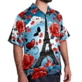 thumbnail image 2 of Eiffel Tower Valentine's Day Men's Short Sleeve Beach Button Down Casual Printed Summer Shirts - Unisex, 2 of 6