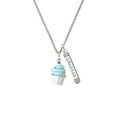 thumbnail image 2 of Delight Jewelry Resin White Cupcake with Blue Frosting Silvertone Courage Strength Wisdom Honesty Bar Charm Necklace, 23", 2 of 4