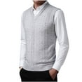 thumbnail image 4 of ibuvkizy Mens Fall Winter Sweater Vests!Men's V-neck Knitted Colorblocked Casual All-match Sleeveless Pullover Gray,XL, 4 of 8