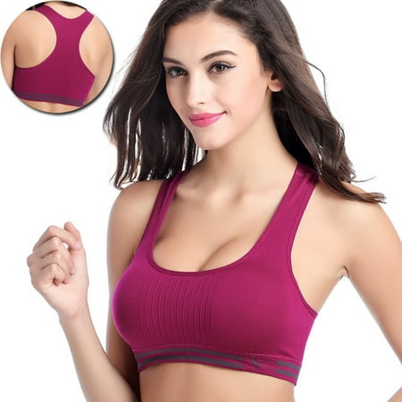 

Pxiakgy sports bras for women Bra Stretch Vest Seamless Workout Tank Sport Women Fitness Padded Tops Yoga Purple + L