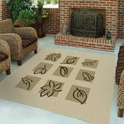 Angle View: Orian Foliage Squares Indoor/ Outdoor Area Rug