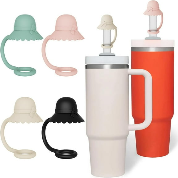 4Pcs Straw Cover Toppers for Stanley Cup , 10mm Silicone Sunhat Straw Covers Lid Topper Straw Caps for Stanleys Tumblers