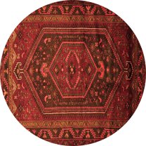 Ahgly Company Indoor Round Persian Orange Traditional Area Rugs, 7' Round