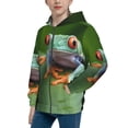 thumbnail image 2 of Kdxio Red-Eyed Tree Frog Pattern Kids Boys Girls Zip Up Hoodie 3D Printed Hooded Sweatshirt Hoody Coat with Pocket 7-12 Y-Small, 2 of 6