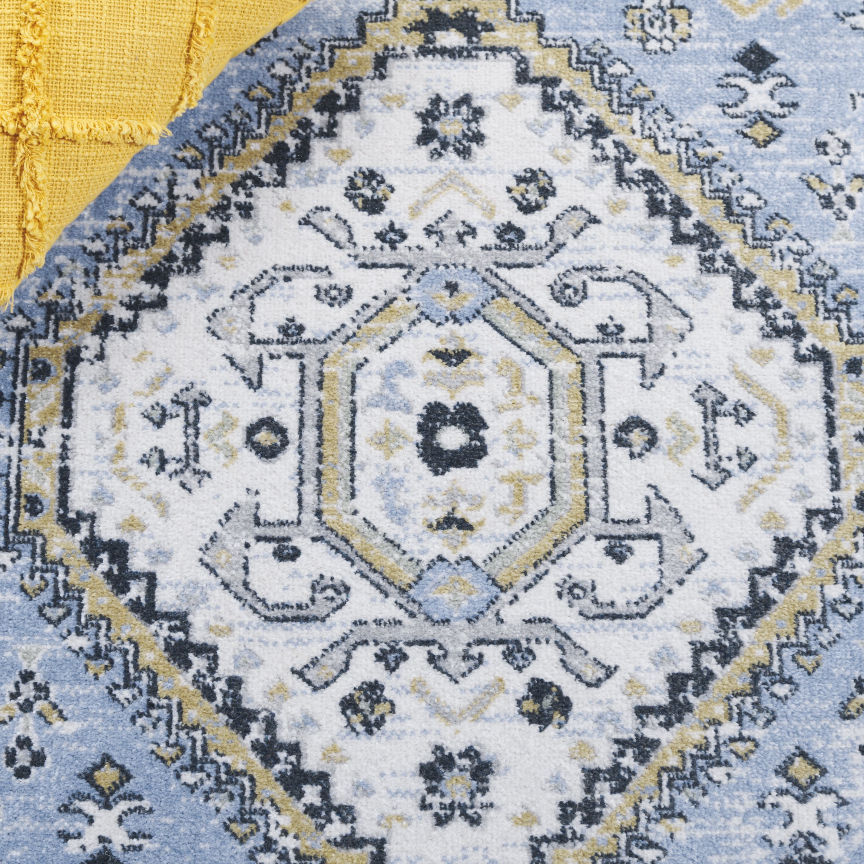 SAFAVIEH Bayside Sherwood Oriental Polyester Area Rug, Blue/Navy, 9' x 12'