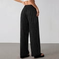 thumbnail image 6 of Ayolanni Summer Pants for Women Boho Slacks Striped Wide Leg Pants Petite Flowy Black Drawstring High Waist Palazzo Pants with Pockets M, 6 of 8